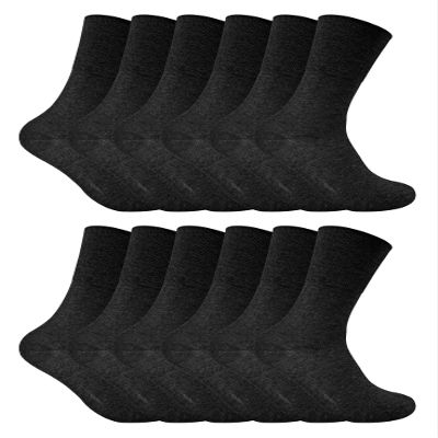 12 Pack Ladies Non Elastic Thermal Diabetic Socks | Sock Snob | Women Soft Top Socks for Poor Circulation (4-8, Black)