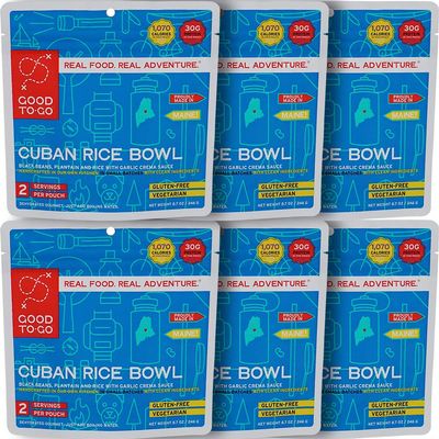 GOOD TO-GO Cuban Rice Bowl - 6-Pack of Double Servings | Dehydrated Backpacking and Camping Food | Lightweight | Easy to Prepare