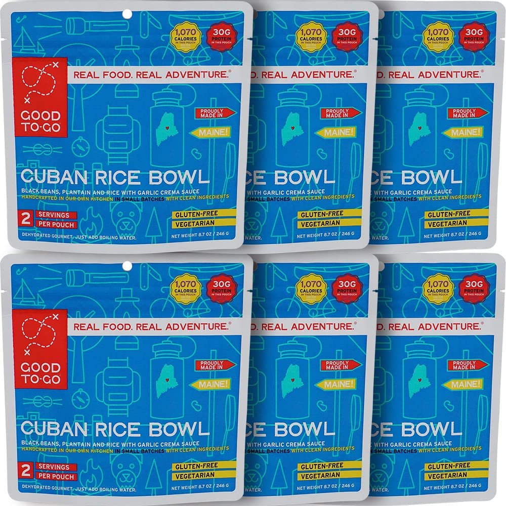 GOOD TO-GO Cuban Rice Bowl - 6-Pack of Double Servings | Dehydrated Backpacking and Camping Food | Lightweight | Easy to Prepare
