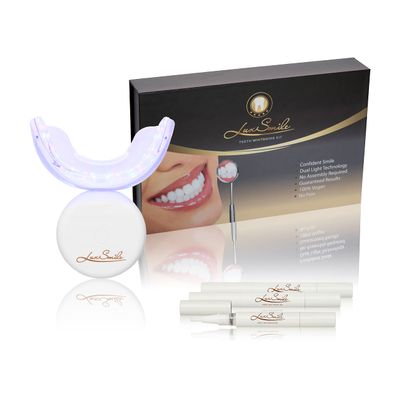 LuxSmile Professional Home Teeth Whitening Kit - 32 LED Light - 2 Mode LED Mouthpiece - Non Sensitive - 3 x 3ml Gel Pens