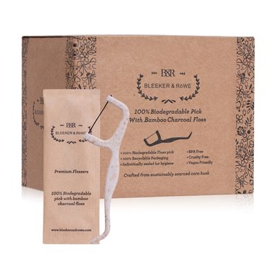Bleeker and Rowe Biodegradable Floss Picks (Biodegradable Bamboo Charcoal Floss)