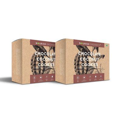 Nourish Organics Chocolate Coconut Cookies 140g | Cocoa & Coconut | Cranberries (Pack of 2)