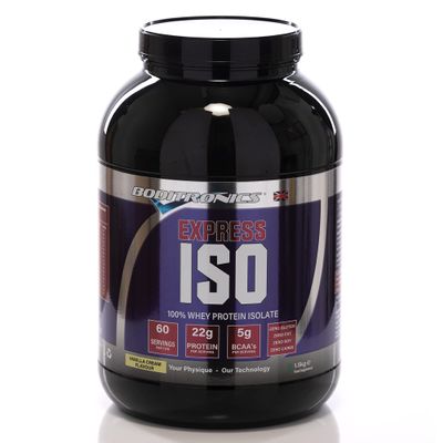 Boditronics 1.5 kg Iso Express Whey 100% Whey Isolate Protein Powder with Occurring Amino Acid, BCAAs & Glutamine Support to Lean Mass, Muscle Growth Protein Powder