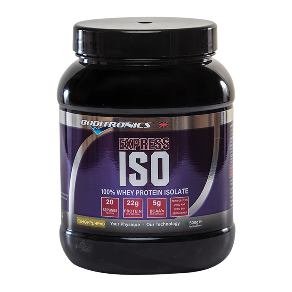 Boditronics 500g Iso Express Whey 100% Whey Isolate Protein Powder with Occurring Amino Acid, BCAAs & Glutamine Support to Lean Mass, Muscle Growth Protein Powder