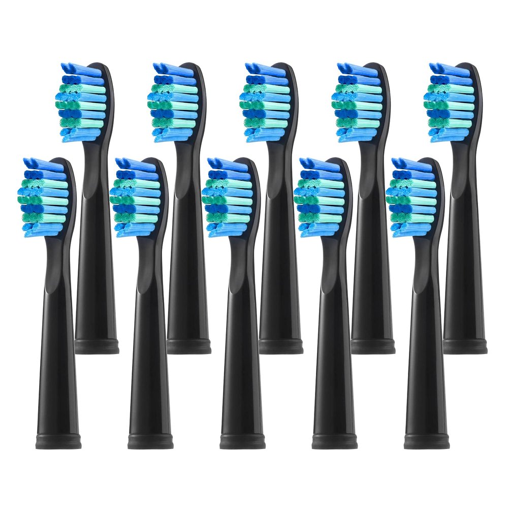 10pc Replacement Toothbrush Heads Compatible with Fairywill Seago Toothbrush Heads Compatible with FW-507/508/551/515/917/959/2011,D1/D3/D7/D8(Black)