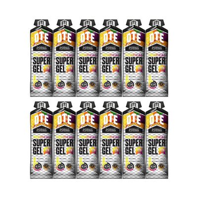 OTE Super Gel - Energy Gels for Running & Cycling - Superior Dual Source Running Gels with 40g of Carbohydrates - Glucose Gels for Swimming, Triathlons & Endurance Sports - Box of 12 (Tropical)