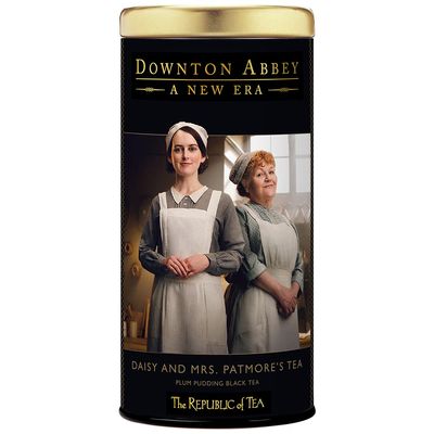 The Republic of Tea Downton Abbey Daisy And Mrs Patmore's Tea, 36 tea bags in a metal tin - Black tea with plum in a metal tin with a beautiful Downtown Abbey design
