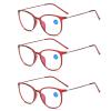 3PCS Fashion Round Eyewear Computer Reading Glasses Women Anti Fatigue Men's Blue Light Blocking Glasses for Sight Optical,Red,+1.5 view 1