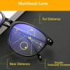 3Pc Progressive Multifocus Reading Glasses Blue Light Blocking Computer Glasses Fashion Readers Eyewear with Spring Hinge,Black,+4.0 view 2