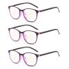 3Pc Progressive Multifocus Reading Glasses Blue Light Blocking Computer Glasses Fashion Readers Eyewear with Spring Hinge,Purple,+3.0 view 1