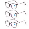 3PCS Fashion Round Eyewear Computer Reading Glasses Women Anti Fatigue Men's Blue Light Blocking Glasses for Sight Optical,Purple,+3.5 view 1