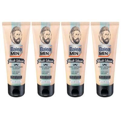Balea MEN Beard Wash Foam for Beard Hair & Face, Pack of 4 (4 x 150 ml)