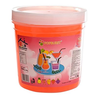 Tanoshiya Popping Boba Fruity Flavour Bursting Bubbles 1.3kg | Tapioca Pearl for Desserts & Drink Toppings - Peach Flavour