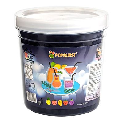 Tanoshiya Popping Boba Fruity Flavour Bursting Bubbles 1.3kg | Tapioca Pearl for Desserts & Drink Toppings - Blueberry Flavour