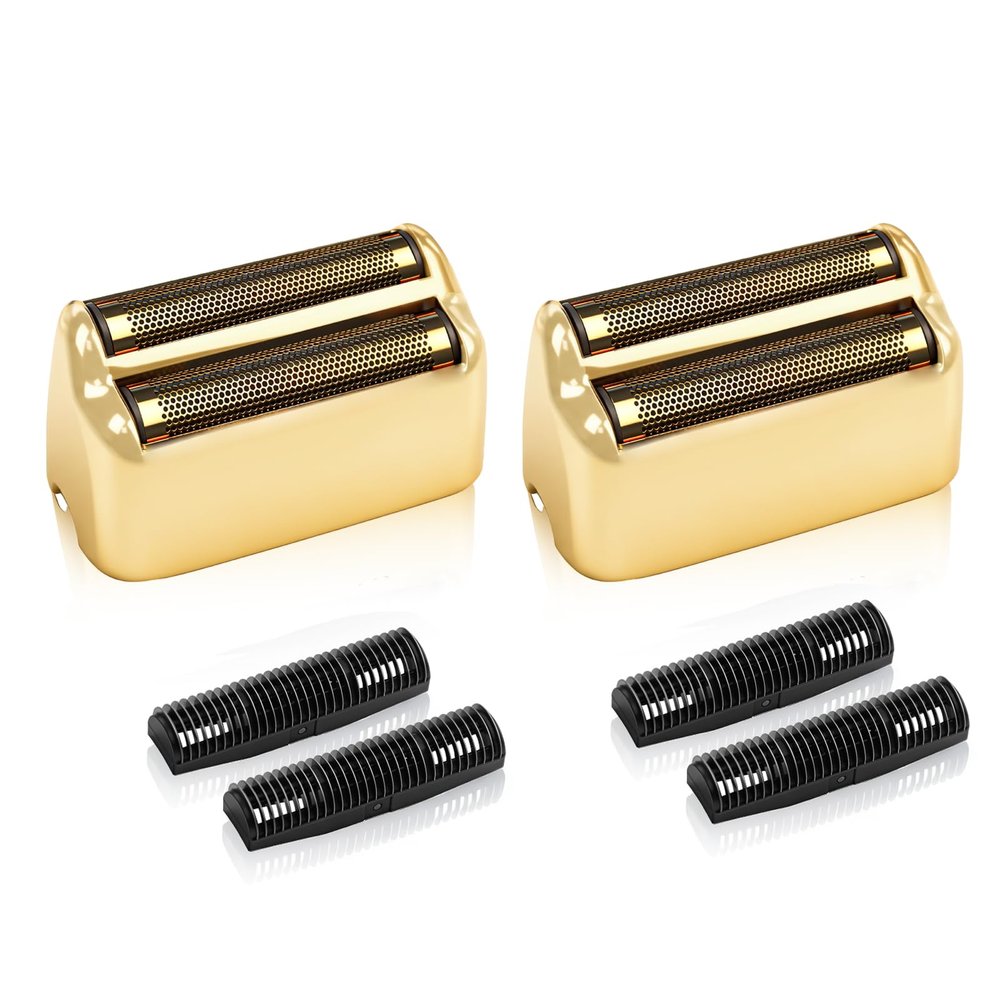 2 Pack Replacement Foil and Cutters compatible with BaBylissPRO Double Foil Shaver, Replacement Foil for BaBylissPRO Barberology FXFS2 Shaver,Golden