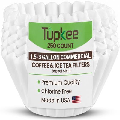 Tupkee Extra Large Coffee Filters 13.75 x 5.25 Fits Bunn 1.53 Gallon Commercial Coffee & Tea Machines Chlorine-Free No Overflow, No Tearing 250 Count For Restaurants, Cafs