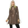 Women PVC Long Sleeve Dress Vinyl Hollow Out A-Line Dress High Waist Above Knee Mini Party Dress,Dark Brown,5XL view 1