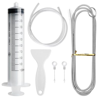 Fridge Drain Hole Cleaning Tool,6PCS Fridge Dredger Set,Drain Pipe Cleaning Brush,Reusable Refrigerator Drain Dredging Tool Kit,fridge cleaner syringe and tube