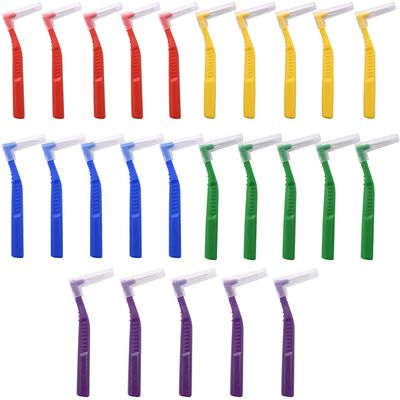 Angzhili 25 Pcs Interdental Angle Brushes, Reusable Dental Cleaners, Oral Hygiene Brush, Toothpick Floss for Braces, Tooth Cleaning Tool (Multi-Colored)