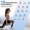 Healthkeep Body Fat Scale with Large VA Display, 15 Body Datas with Heart Rate, Smart Weight Scale Compatible with iOS & Android, Max 400lb/180kg/28st, 28cm, Dark Blue view 3