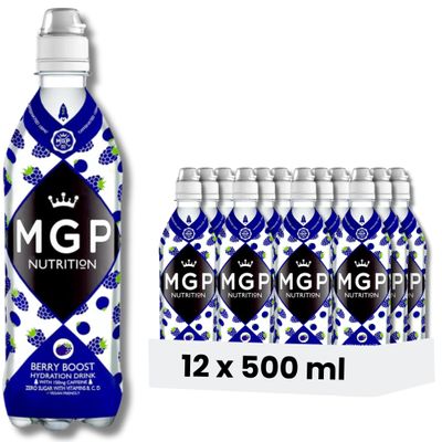 MGP Sugar Free Hydration Drink with Caffeine & Essential Vitamins, Pack of 12, Sports Recovery Electrolytes, Low Carbs, Fat & Gluten Free, Vegan Friendly, Vitamin C, B3, B5, B1, B6, B12, D3, Berry