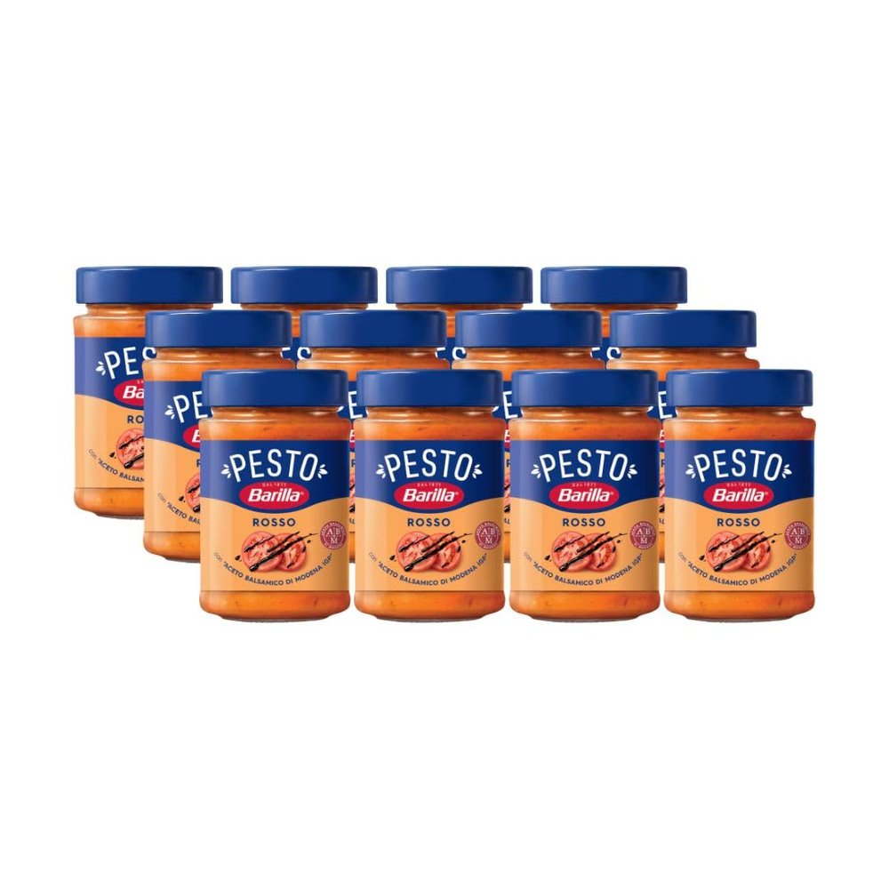 Barilla Pesto Rosso  Italian Red Pesto Pasta Sauce with Sun-Dried Tomatoes & Balsamic Vinegar  Bulk Pack of 12 x 200g Jars