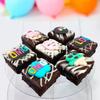 Limited Edition Chocolate Fudge Brownies - 9 Chocolate Fudge Brownies Topped with Edible Sugar Decorations and White Chocolate and Vanilla Icing. Serves 9 portions. Baked by bakerdays (Ice Cream) view 2