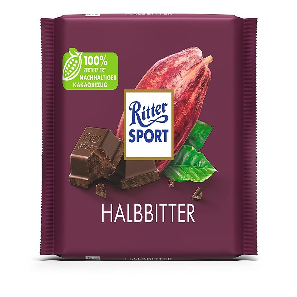 New Design: Half Bitter Sports Knight 100g, Bitter Chocolate with 50% Cocoa, Dark Table Chocolate, Table Chocolate Noble Cocoa Beans nicaraguas