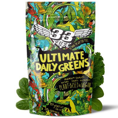33Fuel Daily Greens Powder - UPF-Free Premium Superfood & Fibre Blend for Gut Health with only Natural Ingredients, Daily Greens Super Blend, Vegan, Handmade in The UK  Original
