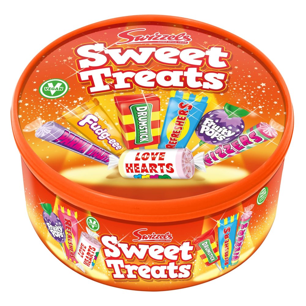 Swizzels Sweet Treats Tub, Assortment of Vegan Sweets and Lollipops in One Large Sweet Tub, Family Favourite Sweets, Perfect for Sharing (600g)
