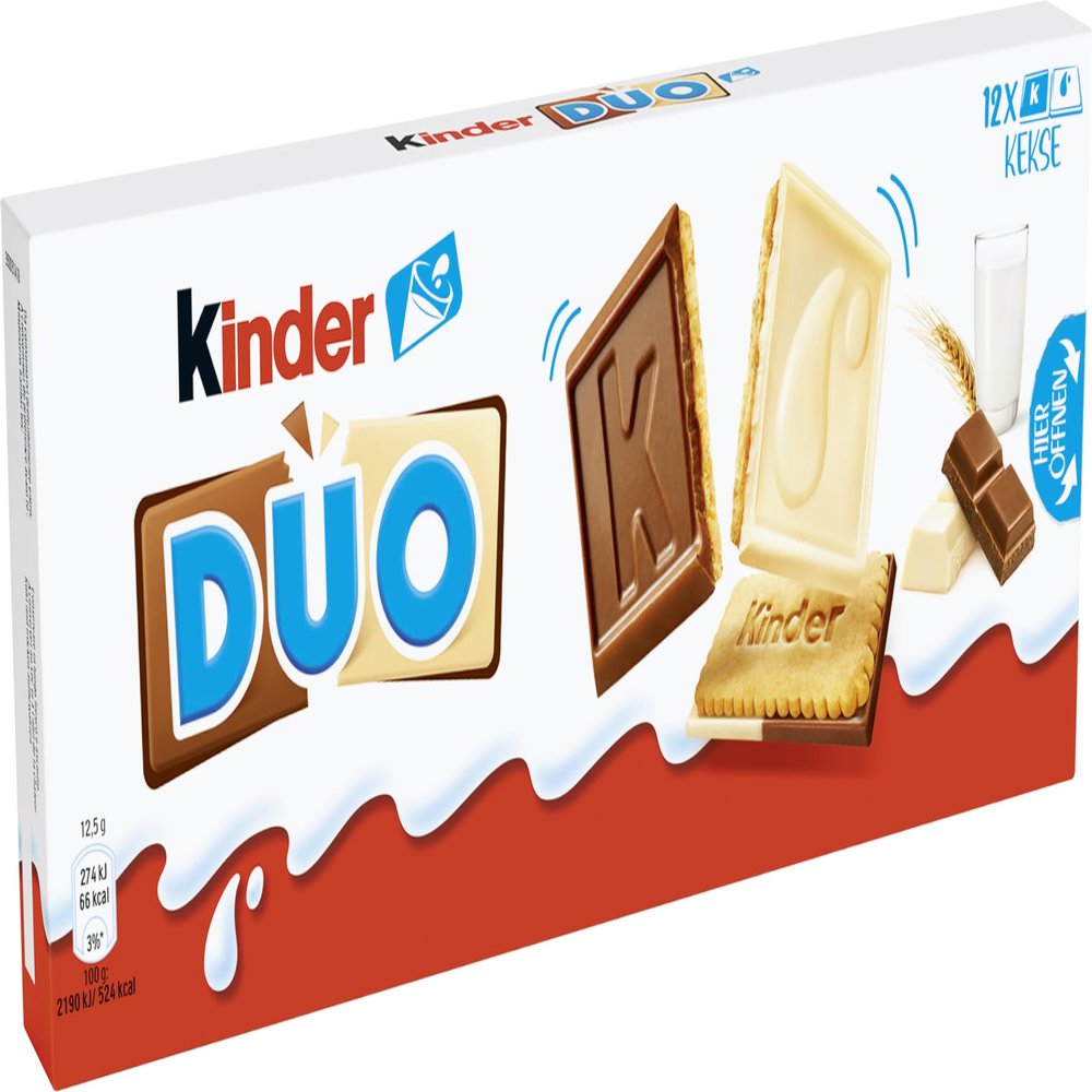 Kinder Kinder Duo Chocolate Milk Kinder Biscuits - Pack of 12 - 150 g