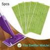 5 Pcs Reusable Microfiber Mop Pad For Swiffer Wet Jet, Flat Mop Multi-Surface Cleaning Wet Dry Washable Mop Pad, Green view 3