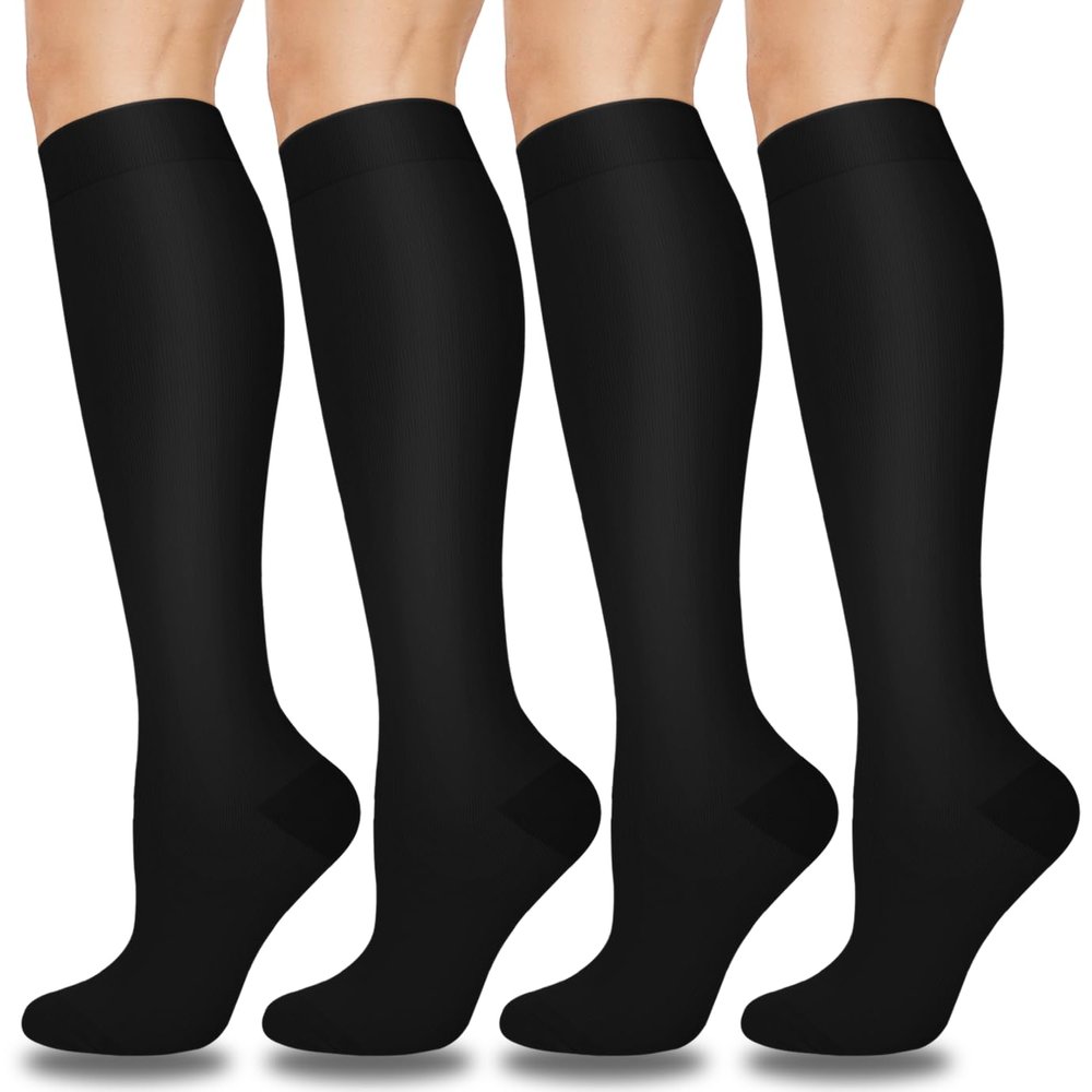 Aoliks Open Toe Medical Compression Socks for Women & Men 20-30 mmHg - Toeless Compression Stockings Circulation Support
