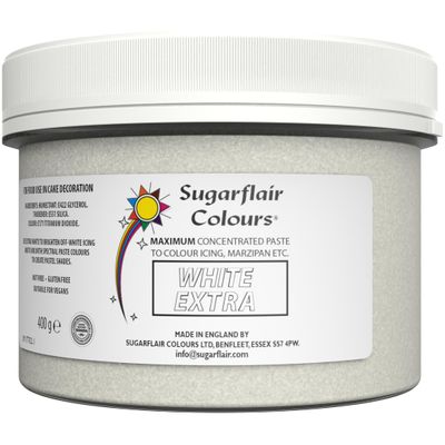 Sugarflair White Extra Food Colouring Paste, Maximum Concentrated Food Colouring for Buttercream, Sugar Paste, Royal Icing, Cake Mixes and More! Vibrant Colour Food Dye - 400g