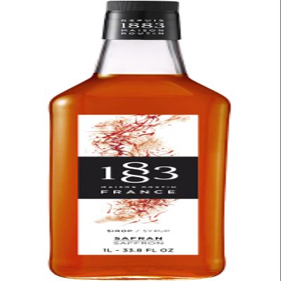 1883 Maison Routin Saffron Premium Syrup for Cocktails, Tea, Desserts Luxury Syrup 1L Glass Bottle