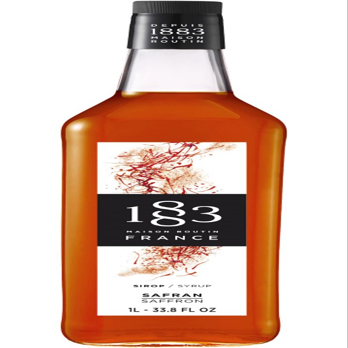 1883 Maison Routin Saffron Premium Syrup for Cocktails, Tea, Desserts Luxury Syrup 1L Glass Bottle
