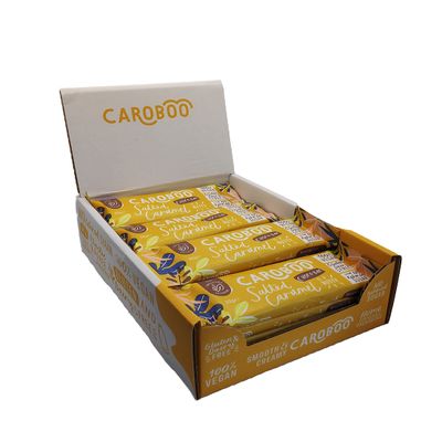 Caroboo Salted Caramel Carob Bars Vegan Chocolate Made with Carob, Dairy Free, Gluten Free, No Refined Sugar, Vegan Choc with Nutty, Chocolatey Taste (20x Bars)