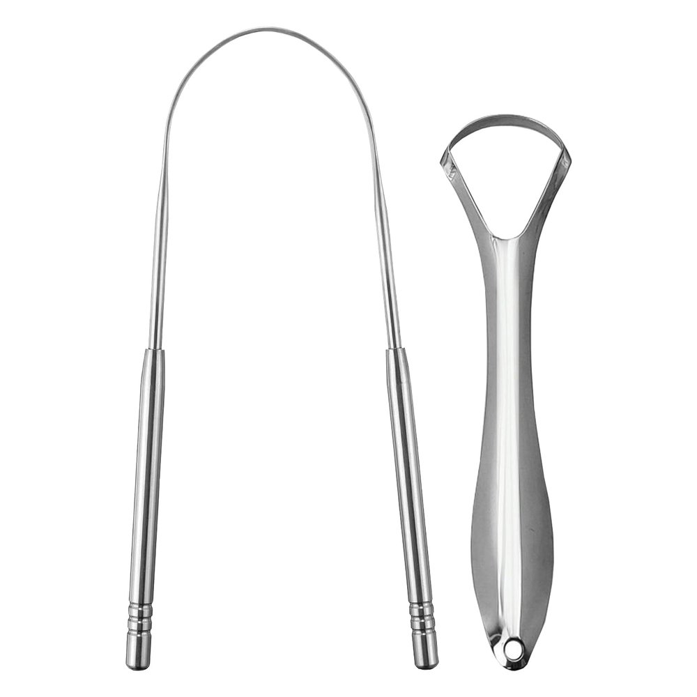 2 PCS Tongue Scraper, Metal Stainless Steel Tongue Cleaner for Oral Care, Adults and Kids, Medical-Grade Bad Breath Restores Fresh Taste, and Promotes Oral Hygiene for a Healthier Mouth