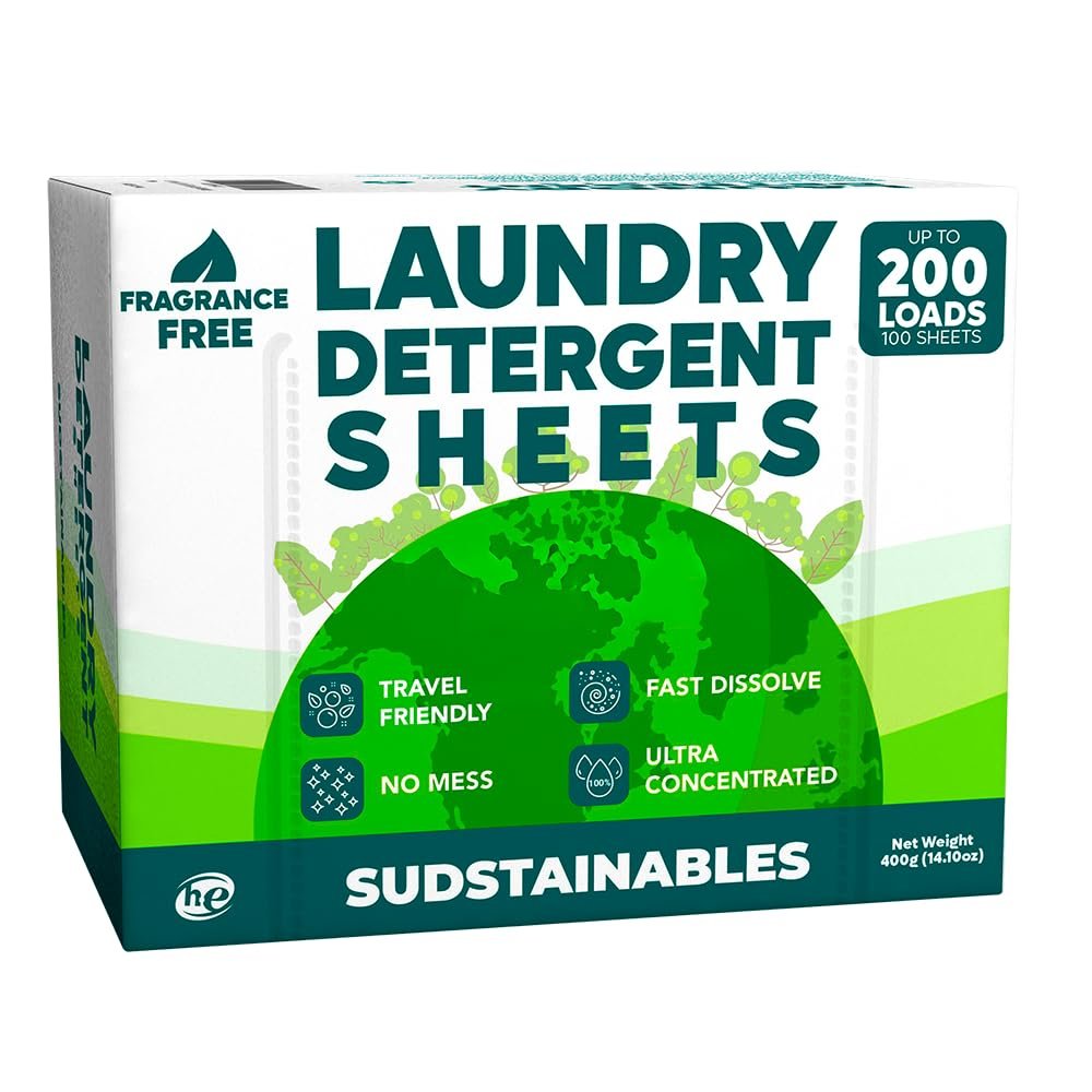 Sudstainables BYCRAY Sojourner Detergent Sheets (200 Refills) - Soap Detergent Strips for Environmentally Friendly Clothing, Environmentally Friendly, Residue-Free, Plastic-Free, Environmentally