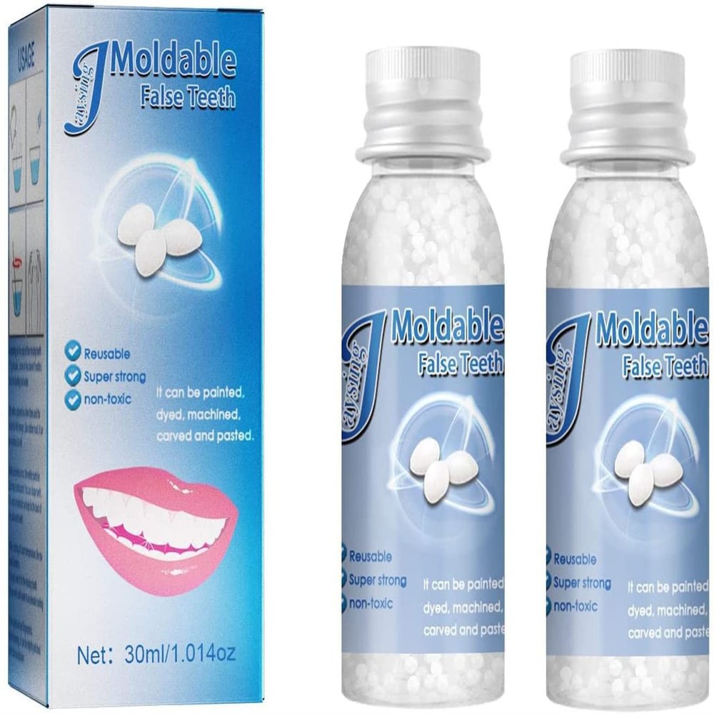 MTDBAOD Tooth Repair Granules Moldable False Teeth Thermal Beads Kit Broken Teeth Adhesives Broken Teeth Filling Gaps Repair DIY Heat Fit Beads Repair Missing Teeth