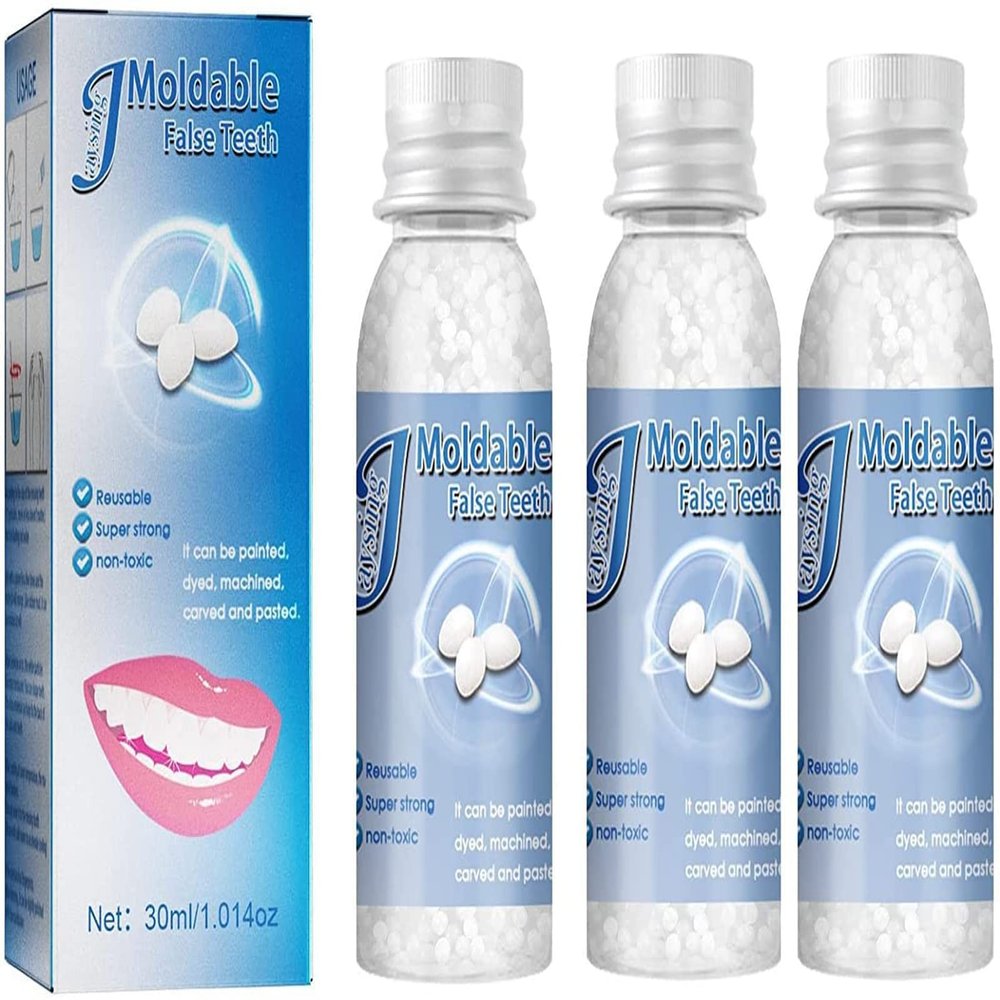 MTDBAOD Tooth Repair Granules Moldable False Teeth Thermal Beads Kit Broken Teeth Adhesives Broken Teeth Filling Gaps Repair DIY Heat Fit Beads Repair Missing Teeth