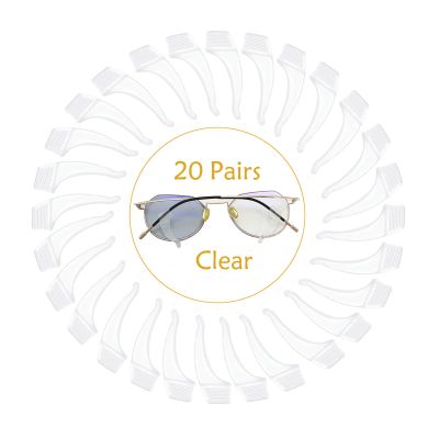 20 Pairs Glasses Anti-slip Silicone Ear Clip - Soft Comfortable Anti-slip Holder, Eye Glasses Ear Grippers Silicone Ear Hook, Eye Glass Temple Tips Sleeve Retainer for Reading Glasses (clear white)