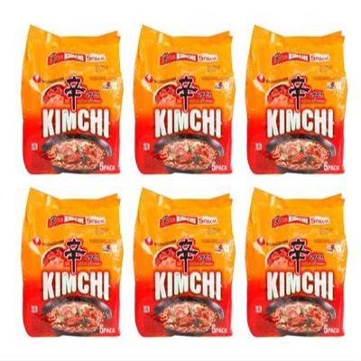 Gemeric Nongshim Kimchi Ramyun 600g(120gx5) (Pack of 6)  Instant Korean Style Traditional Spicy Noodle - Excellent for Snacking, Stir-Frying, Soups, Or As A Quick Side Dish
