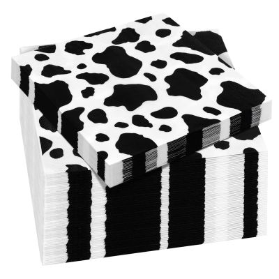 durony 72 Pack Cow Party Napkins Cow Print Animal Cloth Napkin Farm Animal Party Napkins for Cow Print Birthday Tableware Dinner Party Supplies