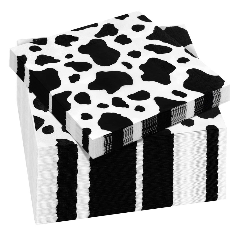 durony 72 Pack Cow Party Napkins Cow Print Animal Cloth Napkin Farm Animal Party Napkins for Cow Print Birthday Tableware Dinner Party Supplies