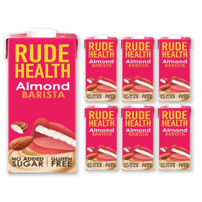 Rude Health 6 x 1 Litre Almond Barista Drink, Dairy Free, 100% Natural Drink, No Added Sugar, Healthy & Vegan Milk, Lactose Free Milk, No Additives, Gluten Free, Recyclable Packaging