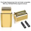 2 pack Replacement Foil and Cutters Compatible with BaBylissPRO Barberology FXFS2 Shaver Metal shaver foil replacement headsGold view 3