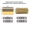 2 pack Replacement Foil and Cutters Compatible with BaBylissPRO Barberology FXFS2 Shaver Metal shaver foil replacement headsGold view 4