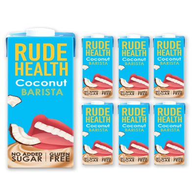 Rude Health 6 x 1 Litre Coconut Barista Drink, Dairy Free, 100% Natural Drink, No Added Sugar, Healthy & Vegan Milk, Lactose Free Milk, No Additives, Gluten Free, Recyclable Packaging