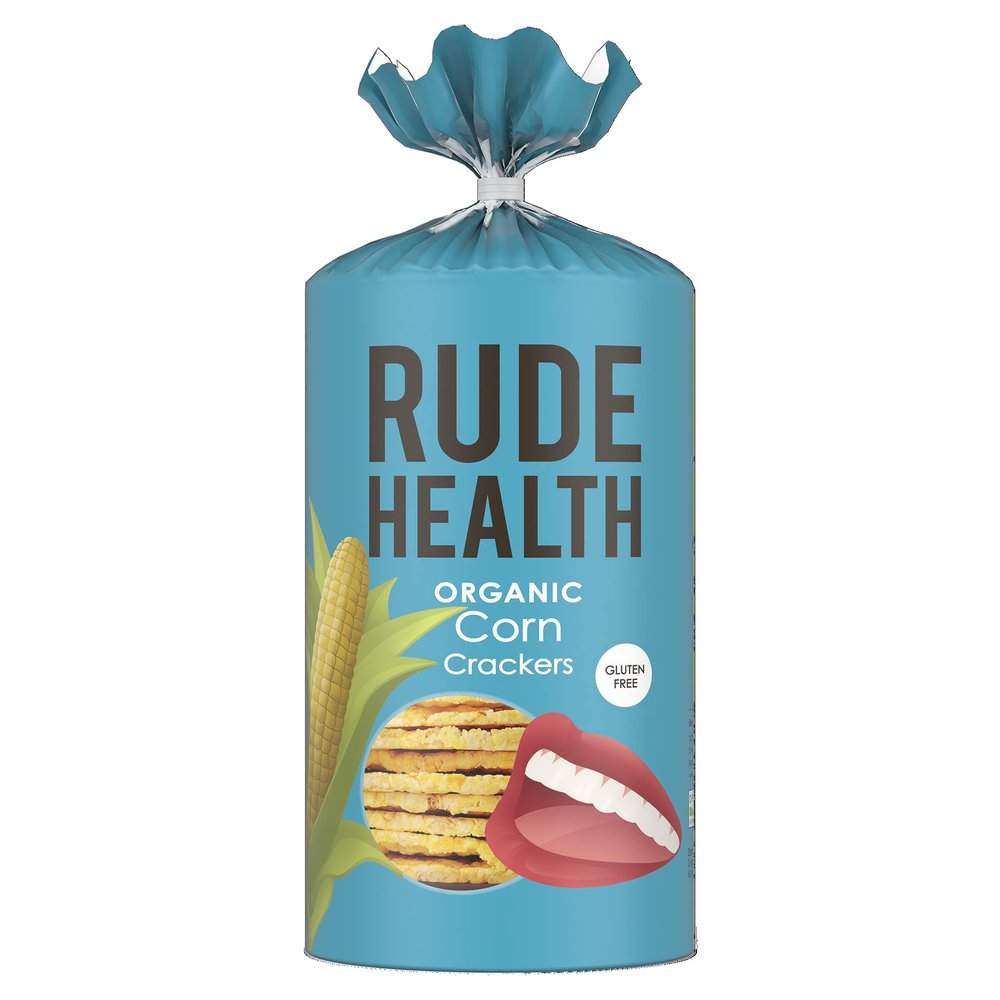 Rude Health 8 x 130g Organic Gluten-Free Corn Crackers, Award-Winning, Health & Vegan, 100% Recyclable Packaging